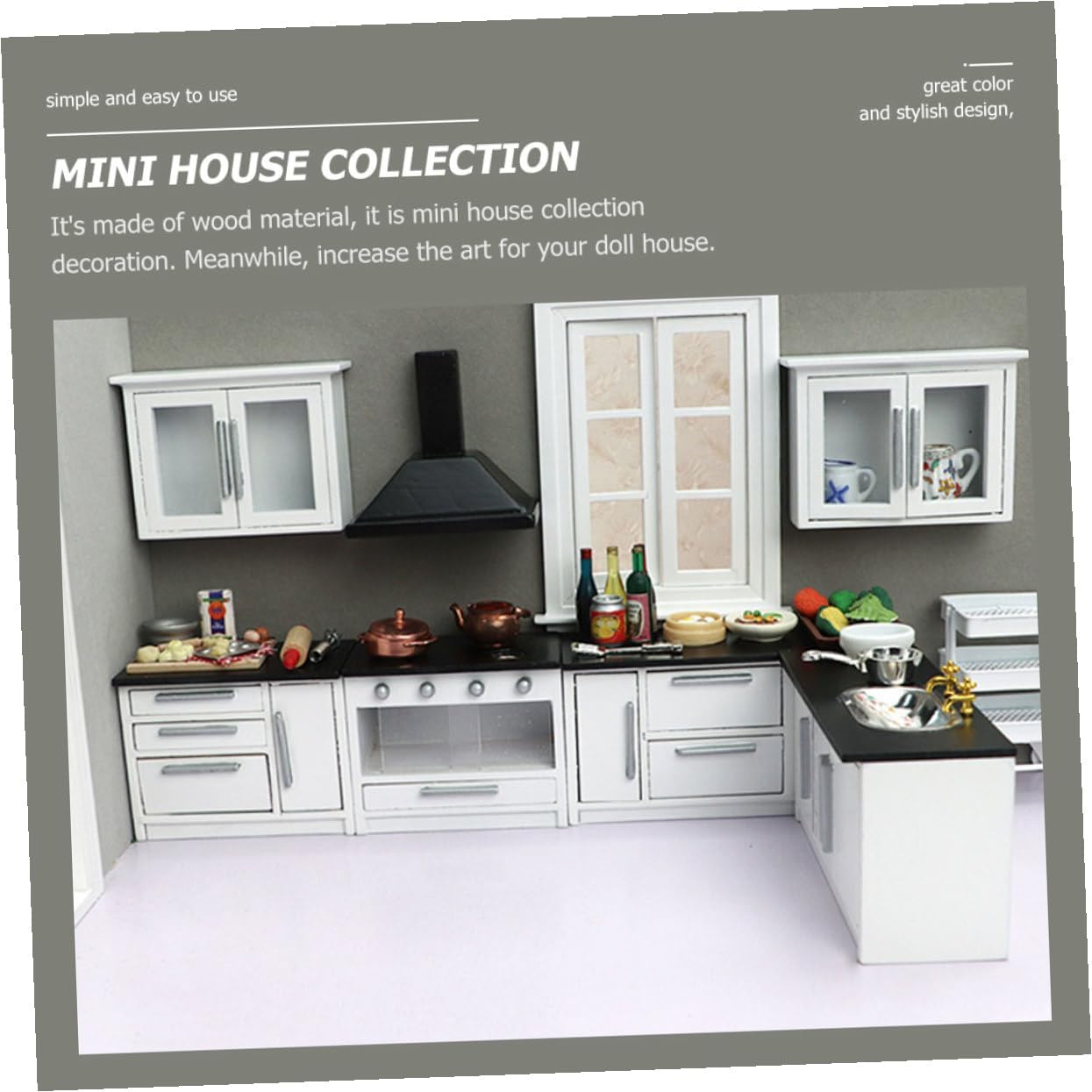 Scale Mini Kitchenette Dollhouse Furniture Ornament Realistic Colorful Wooden Mini House Accessory for Dollhouse Decoration Model Box and DIY Crafts