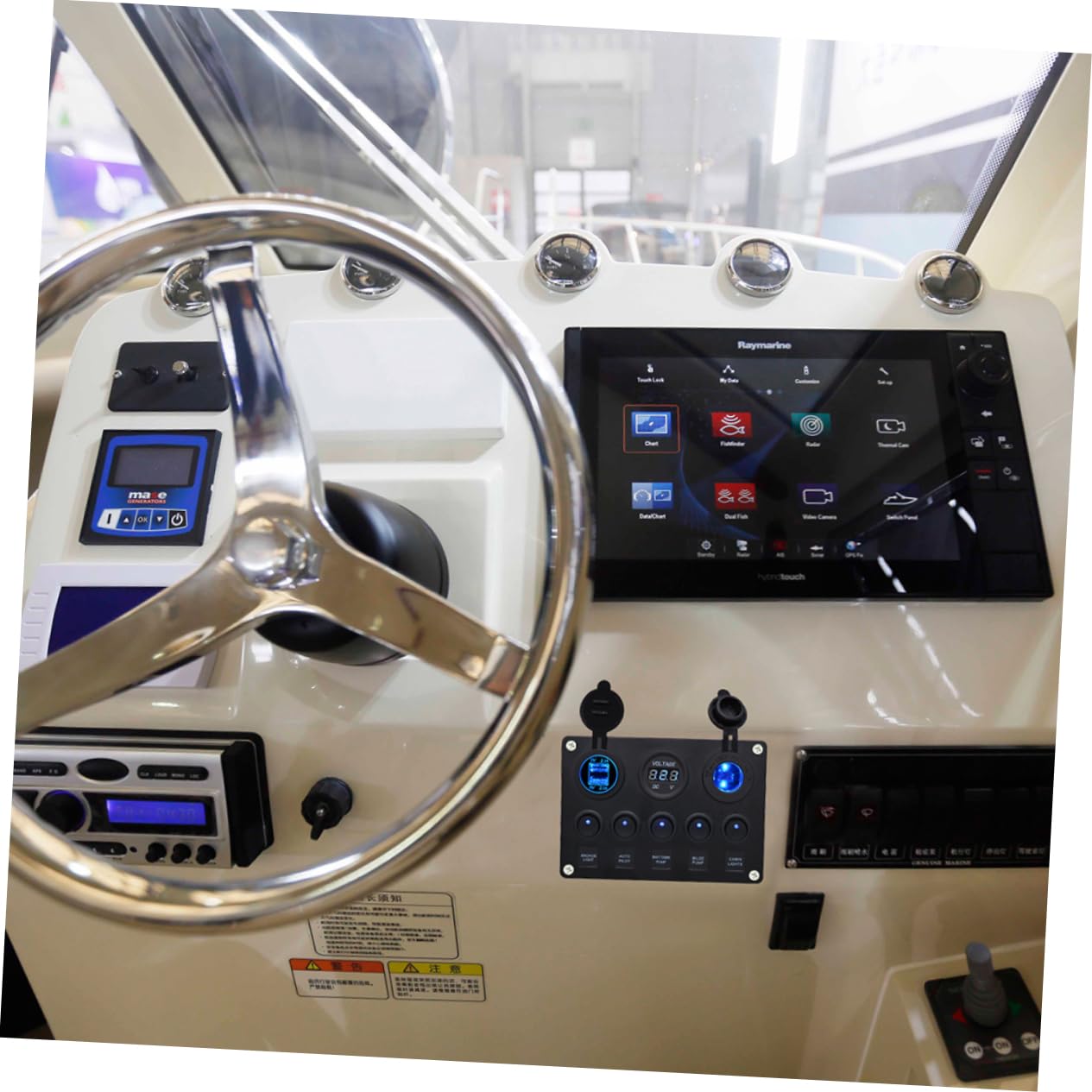 5 Gang Waterproof Combination Panel Dual USB Car Charger and Voltmeter for Boats and RVs 12-24V Rocker Switch Control for Automotive Applications