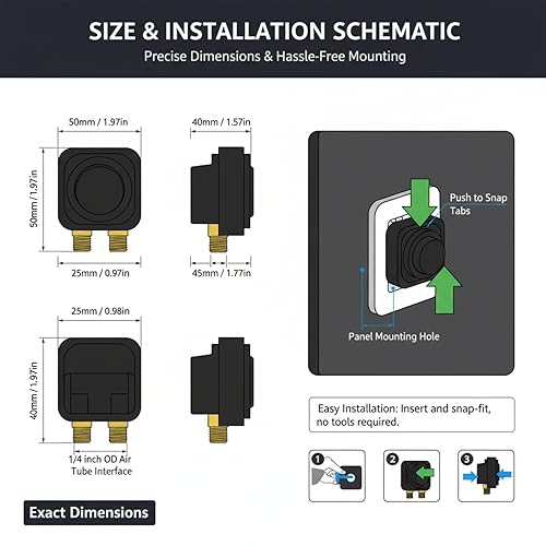 Miniatura 4 de Aramox Interruptor de activación con resorte de aire, Interruptor de válvula de paleta de aire, Accesorios de compresor de interruptor neumático