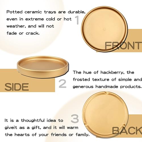Miniatura 10 de LNQ LUNIQI Juego de 2 platillos redondos de cerámica de 4 pulgadas para macetas pequeñas de interior, hogar, jardín, exterior, macetas, platillos