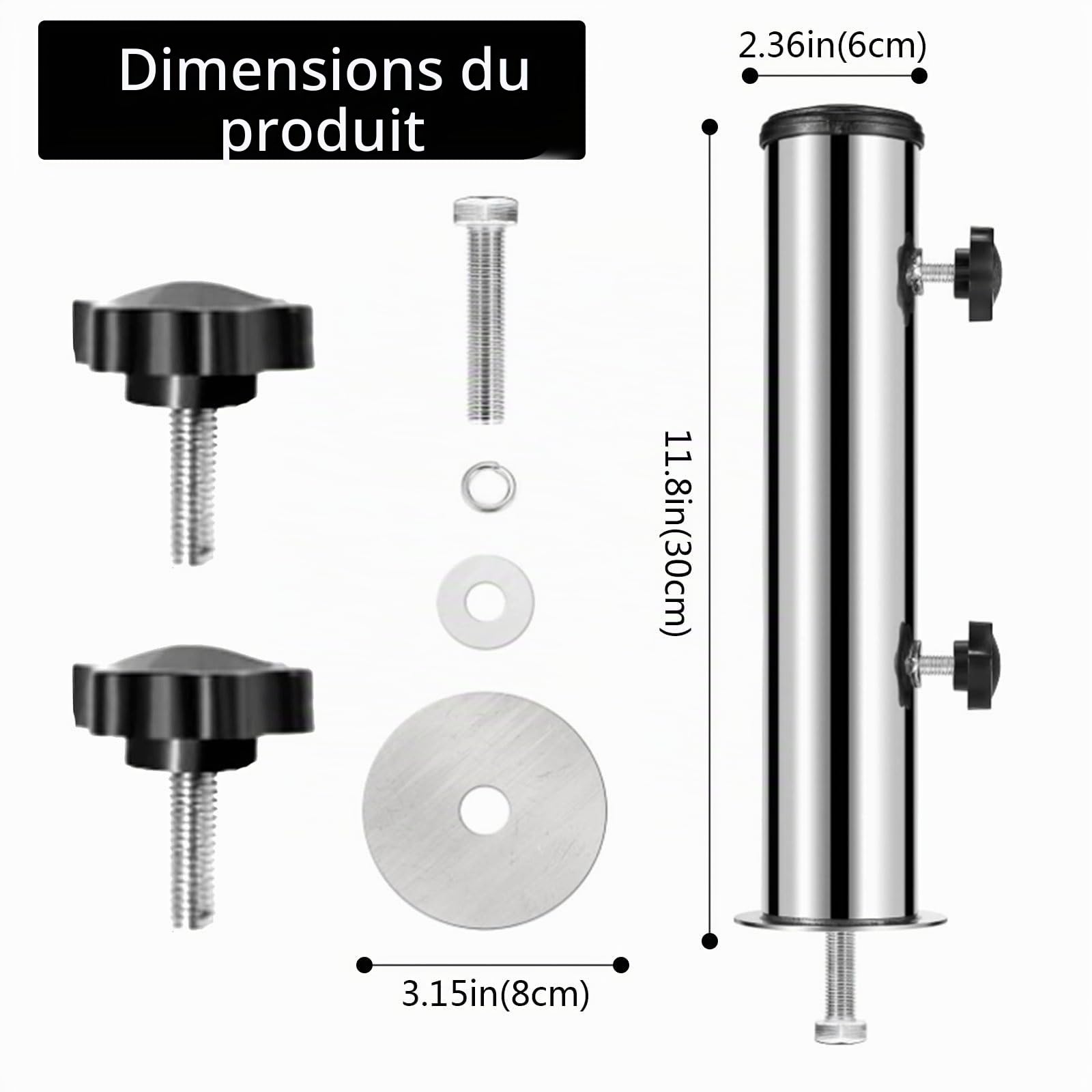Pied de Parasol,Colonne de Base de Parasol Pour Granit,Colonne de Parasol Universelle Avec Anneau RéDucteur En 3 Parties (48/38/32 Mm),Supports de Manchon de Parasol,Colonnes de Parasol de Jardin