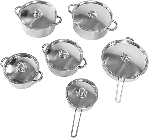 Haofy Juego de utensilios de cocina de acero inoxidable de 6 piezas con sartén de 11.0 in y ollas de 18 a 10.2 in para inducción, gas, estufas
