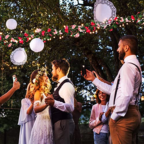 4 Pcs 32.8 Ft Artificial Flowers Garland Rose Vine Fake Hanging Floral Garland With 4 Pcs 30 Led Fairy Lights For Wedding Party Arrangement Home Party Garden Decor #TOP4