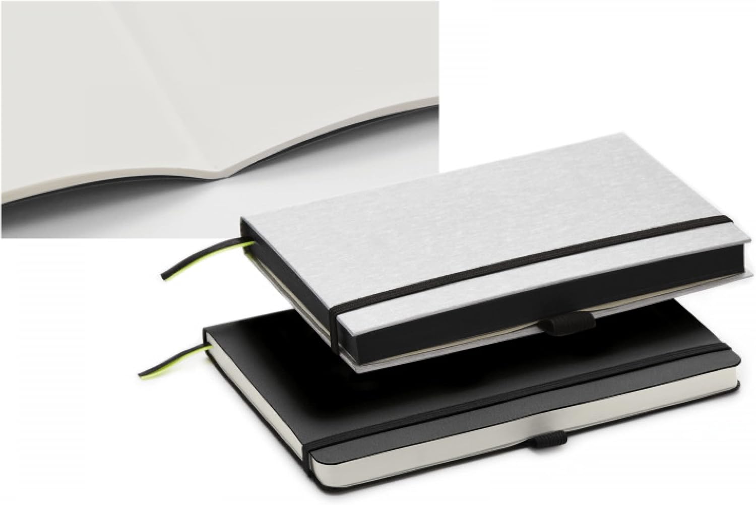 Lamy Paper blanco Hardcover A5 Notebook 810 – Format DIN A5 (145 x 210 mm) in Brushed Metal Look without Ruling, 192 Pages and Elastic Closure Strap