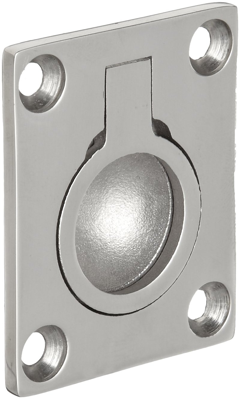 Monroe Stainless Steel 316 Recessed Spring Loaded Ring Pull Handle, Polished Finish, 1-9/16