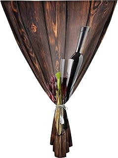 Self Adhesive Portable Blackout Curtains, Wine Room Darkening Curtains, Red Wine Bottle and Glass Cheese Grapes on Wood Planks Print Temporary Blackout Blinds,24W x68L Inches, for Bathroom Bedroom