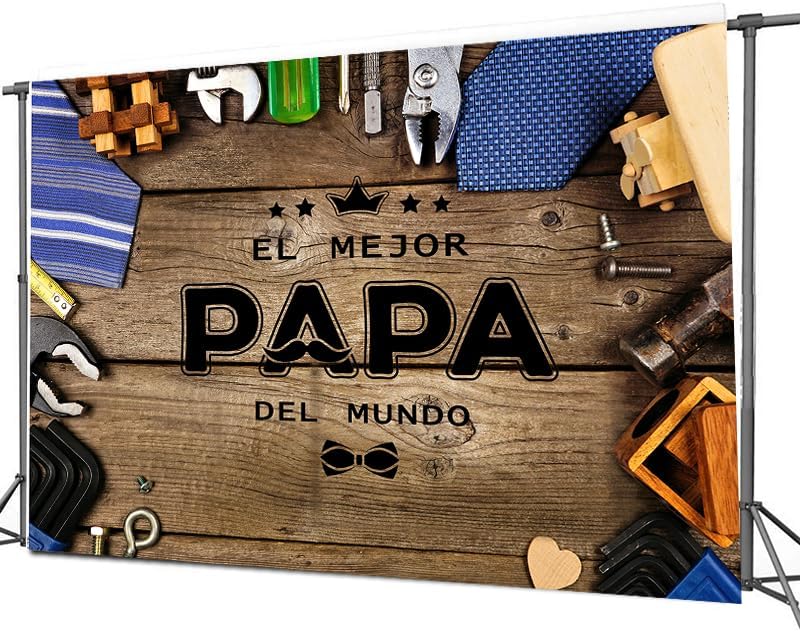 Miniatura 4 de Dudaacvt Telón de fondo de fotografía para el Día del Padre, 8 x 6 pies, telón de fondo español El Mejor Papá del Mundo, decoración de fiesta Feliz