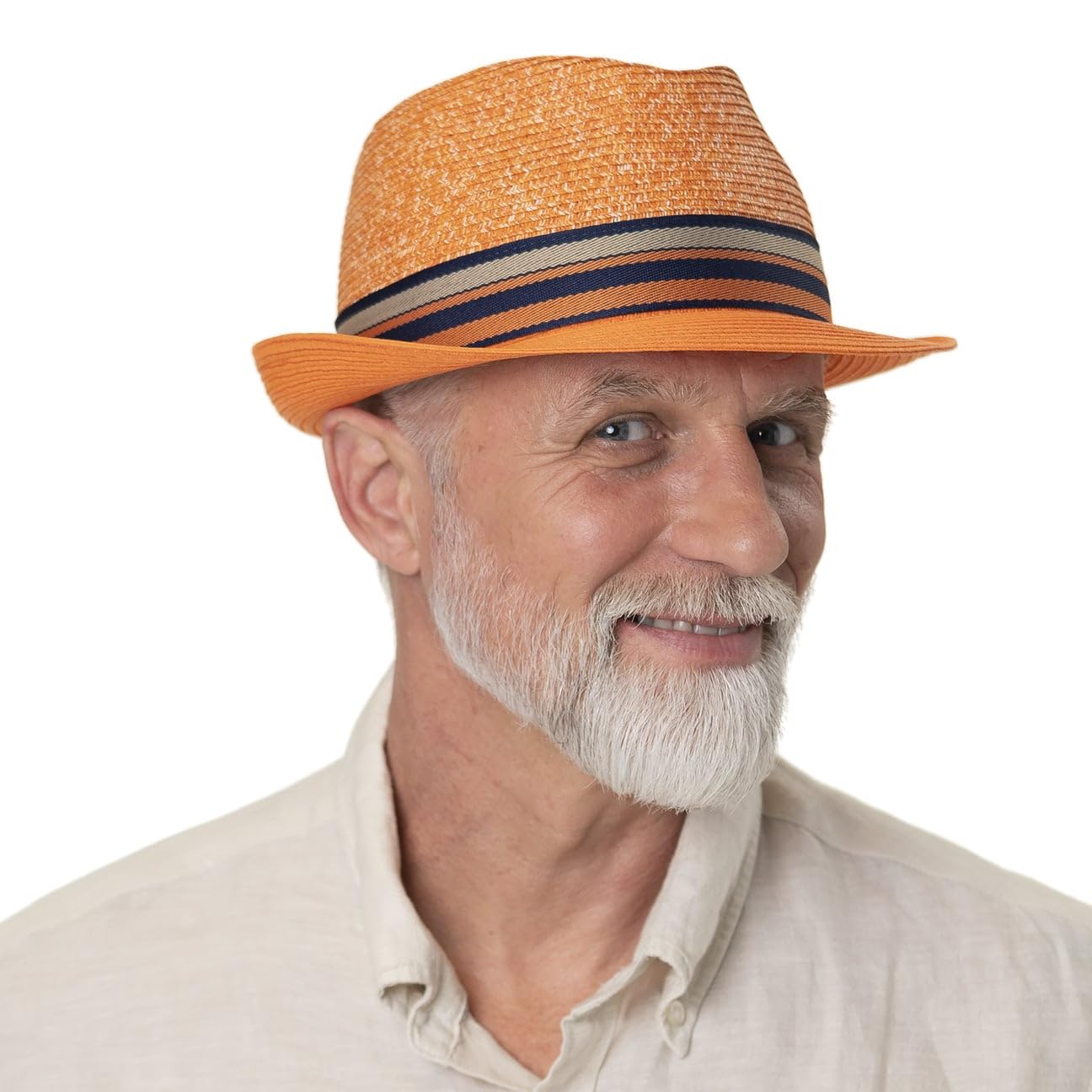 Lipodo Corinaldo Trilby Strohhut Mehrfarbiger Hut Italienischer Sonnenhut mit gestreiftem Ripsband Herren Frühjahr Sommer