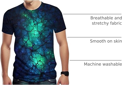 Miniatura 3 de Camisetas de ciencia ficción biotecnológica para hombre, estampado 3D, camiseta de red neuronal abstracta Y2K Cyberpunk Streetwear