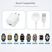 Vista 7 de Compatible con cargador rápido de reloj inteligente de 3.3 pies, cable de carga iWatch con cargador de pared USB, enchufe de viaje para cable