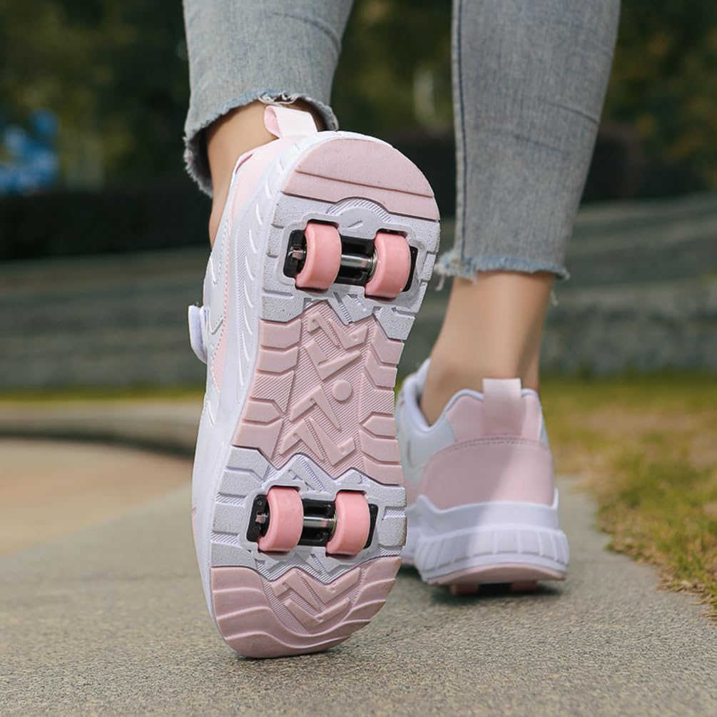 Buty na kółkach dla dziewczynek i chłopców buty na dwóch kołach buty do deskorolki wielofunkcyjne buty 2 w 1 buty sportowe na kółkach, Rolka S1, 33 EU