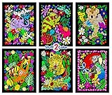 Koala, Gecko, Elephant ,Monkey, Parrot, Tiger - 6 Fuzzy Velvet Posters to Color