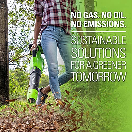 Greenworks 48V (24V x 2) Cordless Axial Leaf Blower (125 MPH / 515 CFM / 200+ Compatible Tools), (2) 2.0Ah Batteries and Dual Port Charger Included thumbnail 10