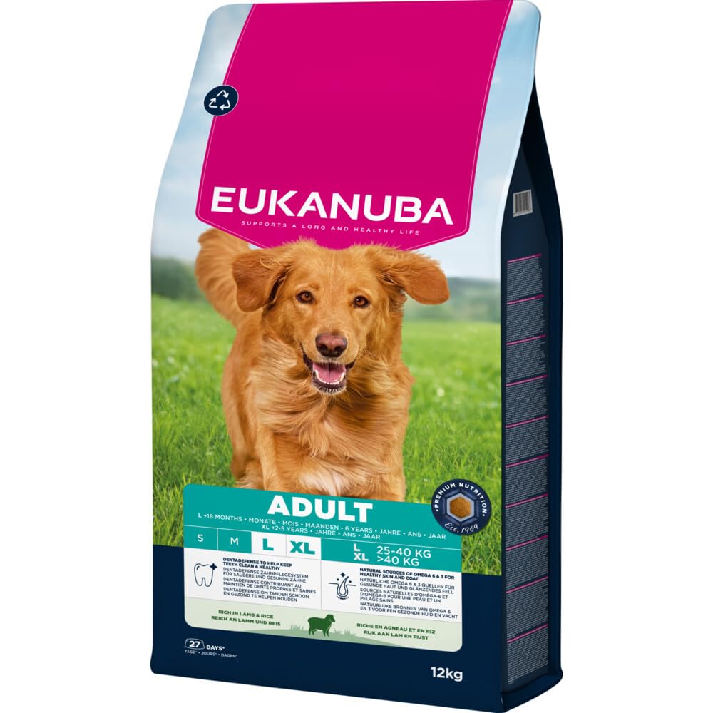Eukanuba Sucha karma dla psów jagnięcych i ryżowych dla dużych ras, sucha karma dla dorosłych psów, 12 kg
