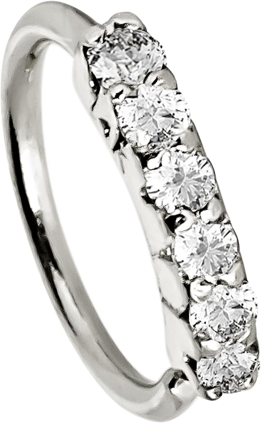 Jewelry Avalanche 6-stone Diamond Nose Hoop, Solid 14K Gold Nose Ring, 20G, 6mm Diameter