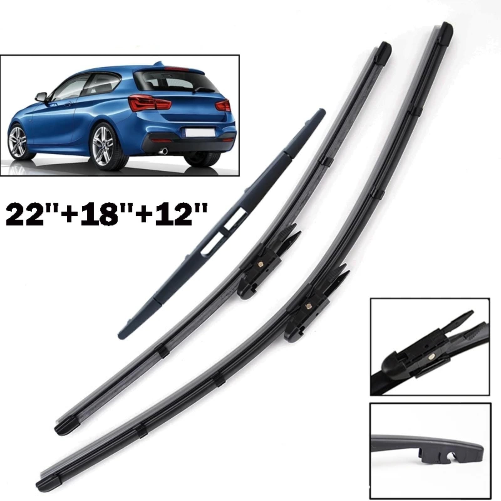 Brazos Limpiaparabrisas Reemplazar Para Para 1-Series F20 F21 2012-2017 impiaparabrisas delantero | Juego de escobillas de limpiaparabrisas delanteras y traseras piezas de repuesto de 22'' 18'' 12''