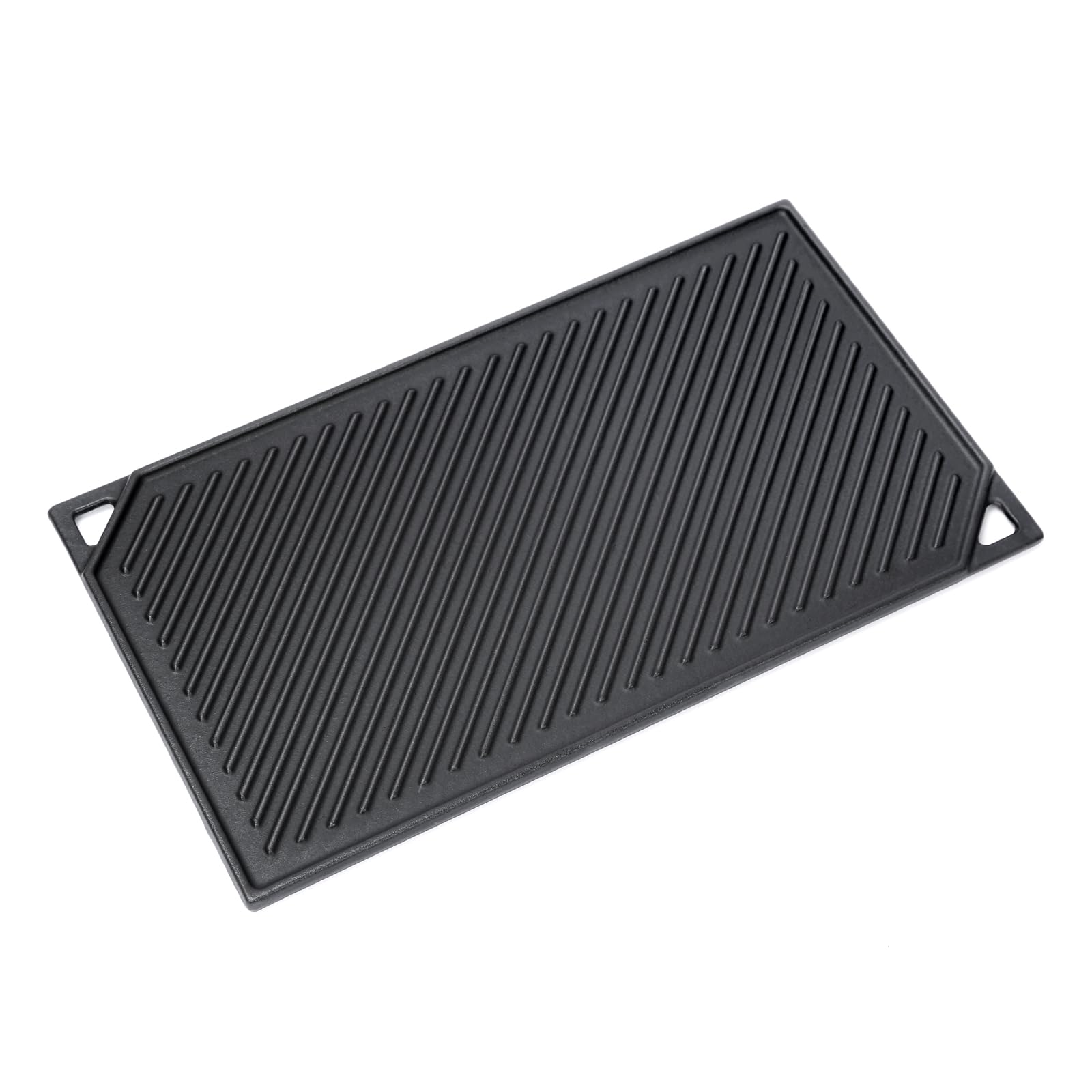 Denmay Plancha de hierro fundido 42 x 24 cm, antiadherente reversible para parrilla de gas, placa de hierro fundido para estufa de gas, horno, barbacoa al aire libre o hoguera, 1 unidad