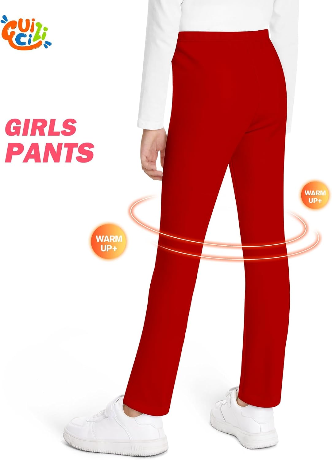 Kidss Fleece Lined Leggings Winter Fleece Pants Thick Thermal Pants for Toddler Kids Teen Soft Basic Girls Warm Leggings Full Length, Wine Red 6-7Y