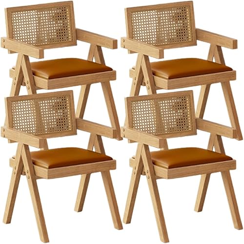 Miniatura 66 de YVYKFZD Juego de sillas de comedor de ratán, sillas de comedor de madera, sillas de cocina con respaldo tejido, sillón tapizado, silla auxiliar