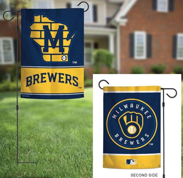 MLB Milwaukee Brewers 12x18 Garden Style 2 Sided Flag, Team Colors, One Size - Image 2