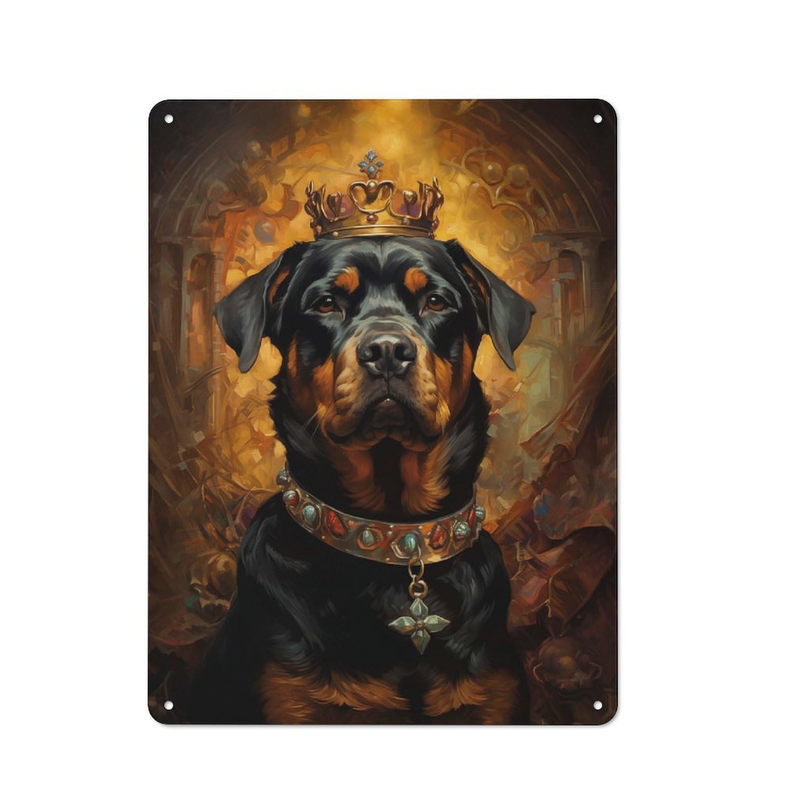 Junmoney Rottweiler King Metal Sign 40X30cm With For Hallway Wall, Vintage Decor, For Vintage Wall Decor Fans, For Themed Room Decoration