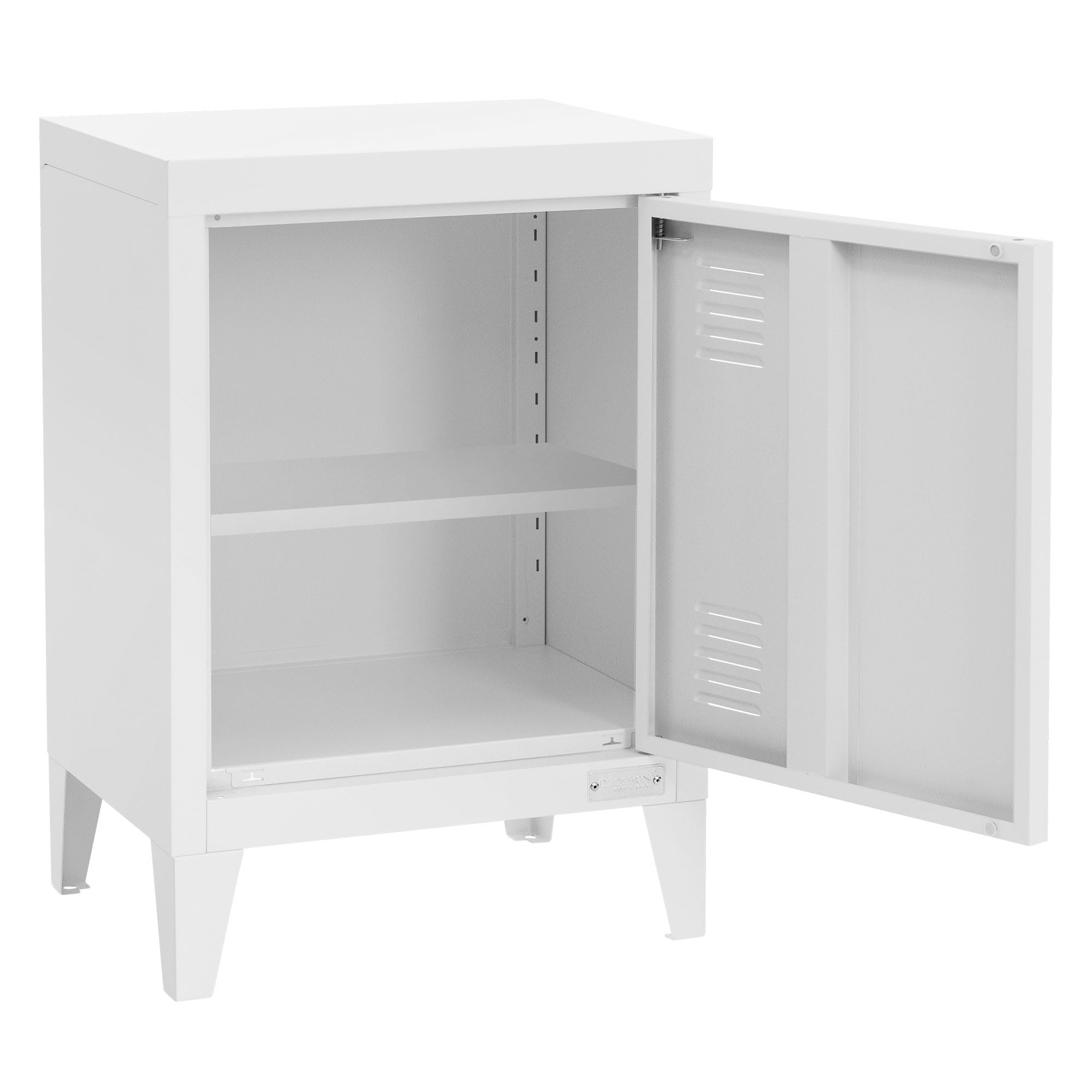 ML-Design Classificatore Industriale 40 x 30 x 58 cm in Acciaio Bianco Maniglia della Porta a Sinistra, Schedario in Metallo per Ufficio, Mobile Portadocumenti con 1 Anta, Armadio per Archiviazione