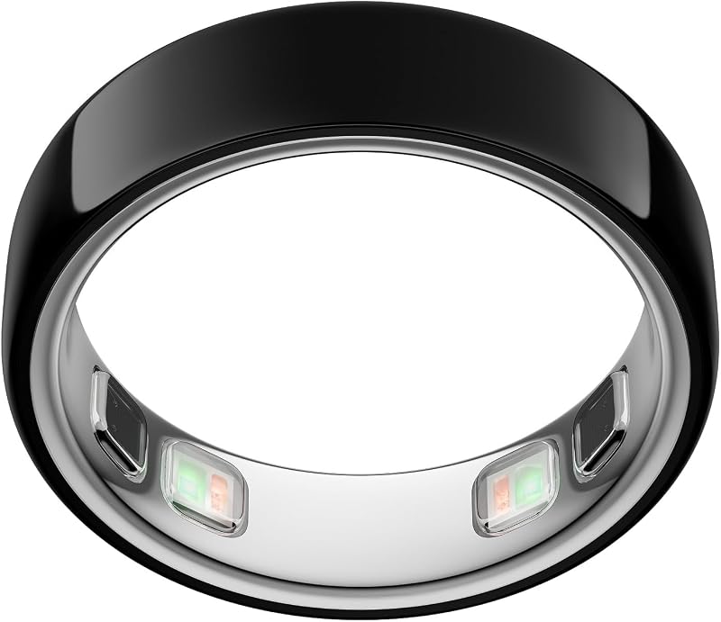 Oura Ring 5 - Negro - Tamaño 8 - El anillo inteligente más pequeño del mundo - Sueño, actividad, salud de la mujer, Asesor de IA, 1 semana de duración de la batería, Tamaño antes de comprar, Compatible con Android e iOS