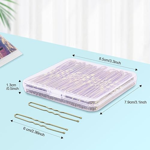 Miniatura 2 de TsMADDTs - Horquillas para el cabello en forma de U 100 unidades de horquillas rubias para mujeres y niñas con caja dorado de 24 pulgadas