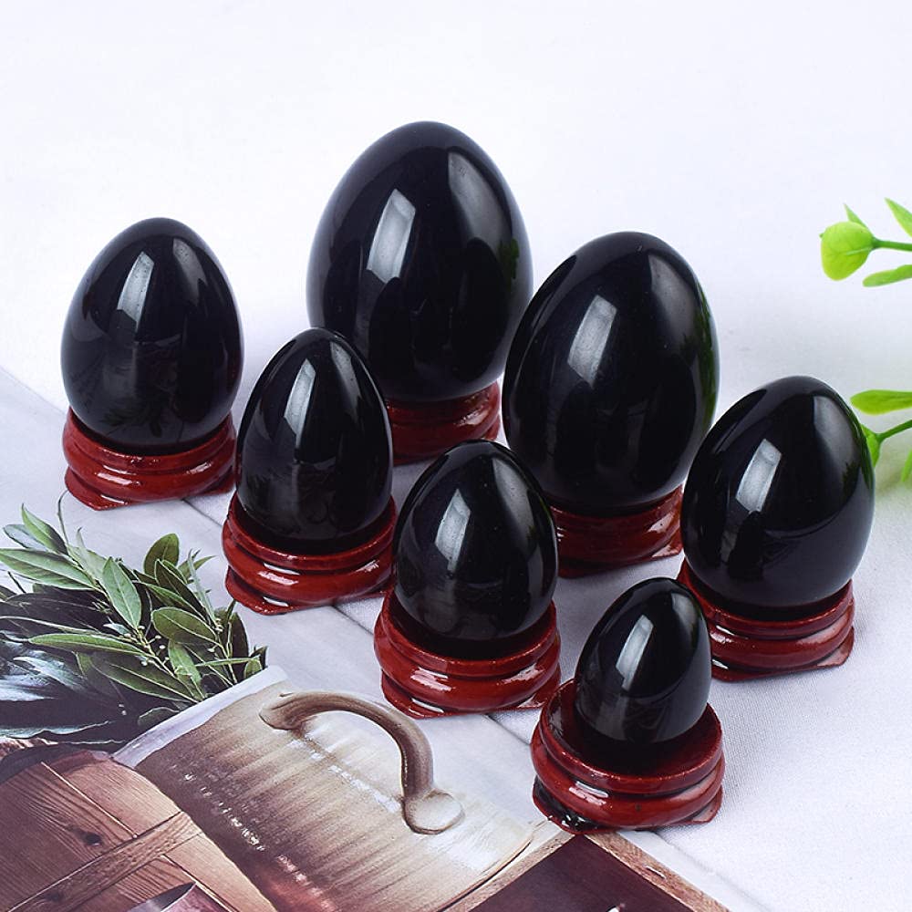 2 pezzi/set Yoni Egg di ossidiana nera naturale forata per esercizi di Kegel Kegel-45x30MM