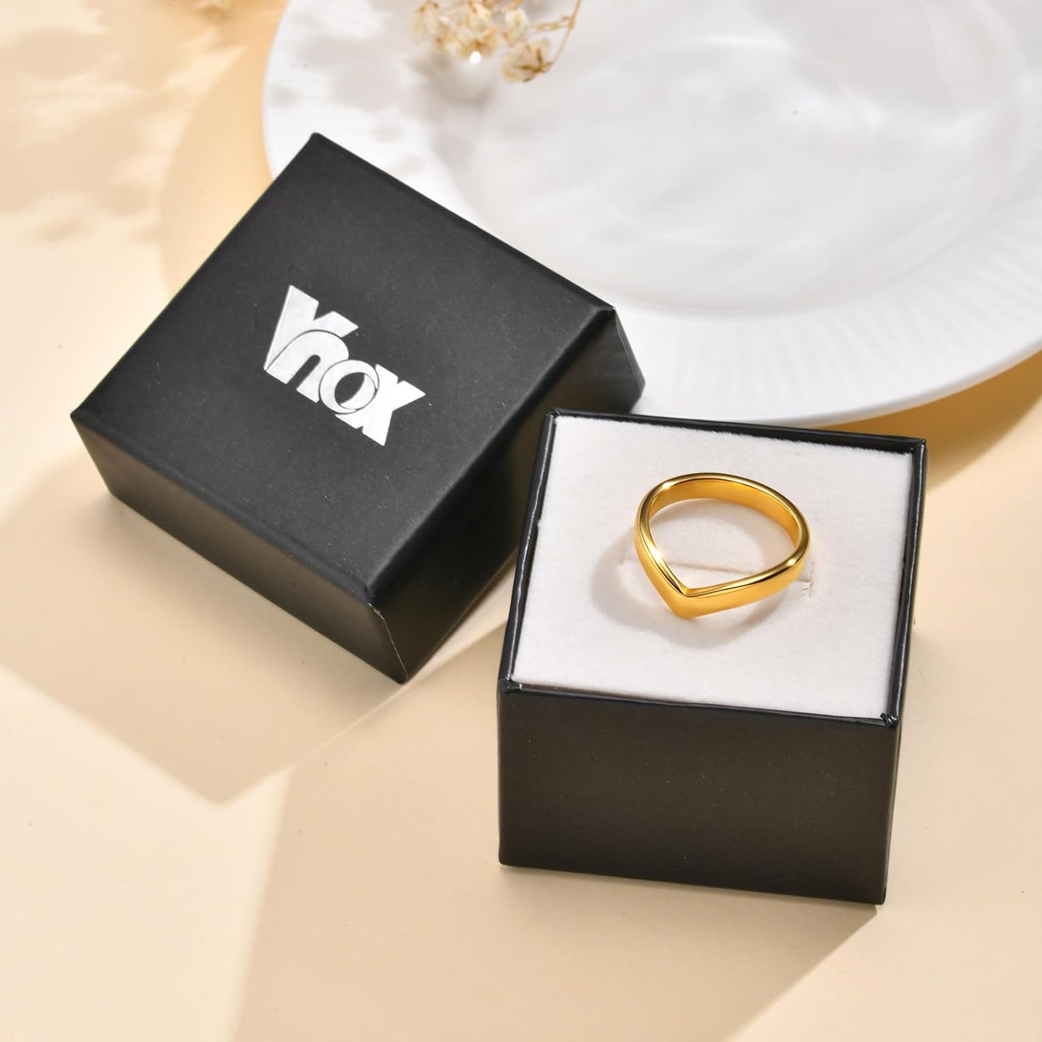 VNOX Chevron Thumb Rings for Women - 18k Gold Plated Womens Stainless Steel Ring Stackable Double Wave Boho Middle Finger Ring Band Size 6-9 - Image 6