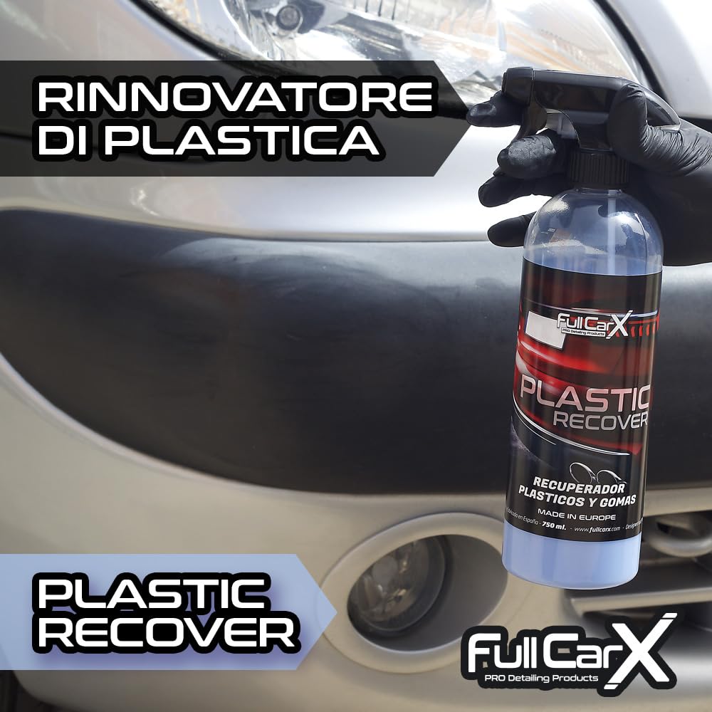 FULLCARX Plastic Recover 5L Rinnova Plastiche Auto, Ravviva Lucida, Azione Istantanea, Finitura Satinata, Nero Gomme Plastica Rinnovatore, Pulizia Pulitore Lava Prodotto Professionale Detailing
