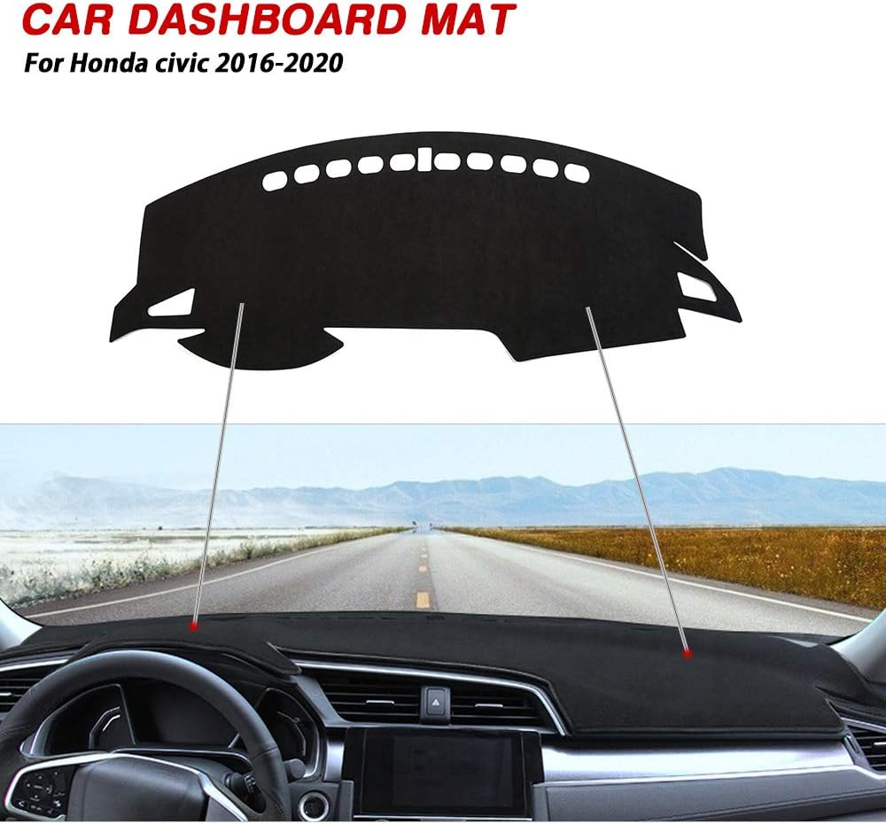 Autorder Dashboard Cover Mat for 2016-2021 Honda Civic Coupe Sedan/Hatchback Accessories Dash Cover Suede Dash Mat Sunshade Glare UV Rays Protector (Not Fit 2022 Civic)