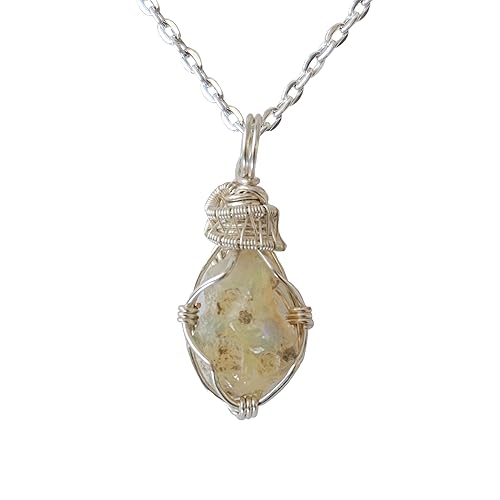 Designs by Nature Gems Fire Opal Necklace Silver Plated 24 Inch Chain, October Birthstone Jewelry, Womens Crystal Necklace, Christmas Gifts Handmade