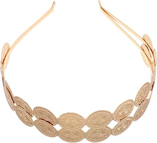 Gold Coin Headband for Women and Girls - Vintage Metal Decorative Hair Band - Belly Dance Headpiece, Gypsy Tribal Costume Hair Accessories for Weddings and Parties