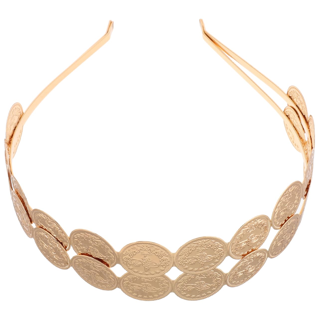 Ipetboom Gold Coin Headband for Women and Girls - Vintage Metal Decorative Hair Band - Belly Dance Headpiece, Gypsy Tribal Costume Hair Accessories for Weddings and Parties