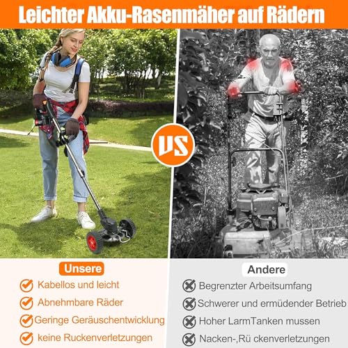 Rasentrimmer Mit Akku Leichter Freischneider 4.0Ah Batterie 33~47in Elektrischer Rasentrimmer Teleskop-stiel Zum Trimmer Garten Motorsense Akku/Elektro Enthalten 3 Arten Von... – Bild 5