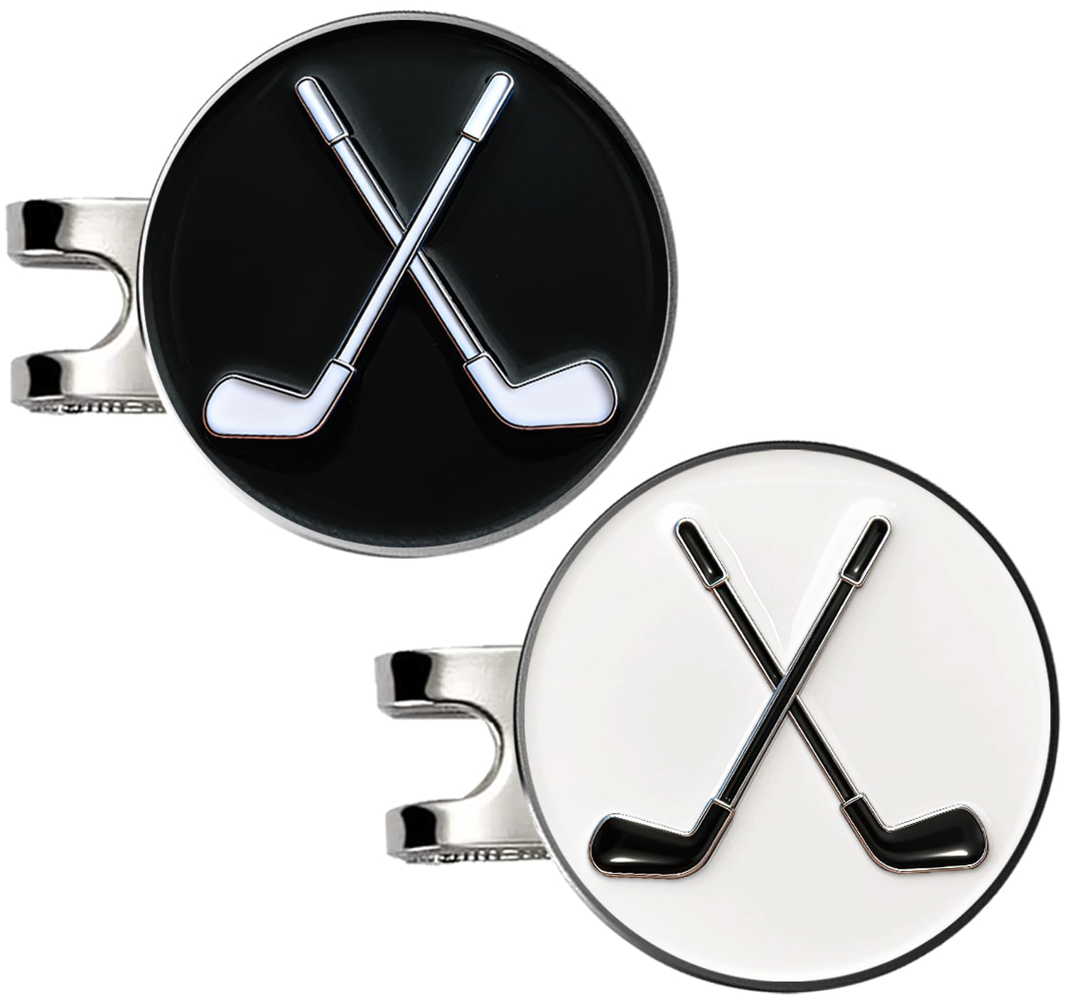 Adhere Golf ball Markers Soft Enamel golf ball markers with strong Magnetic Hat Clip, A Premium Golf Gifts for Golfer (Golf club White+Black)
