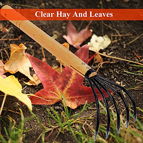 SHANFEEK Garden Rake 5 Claw Landscape Dethatcher Beige - Image 6