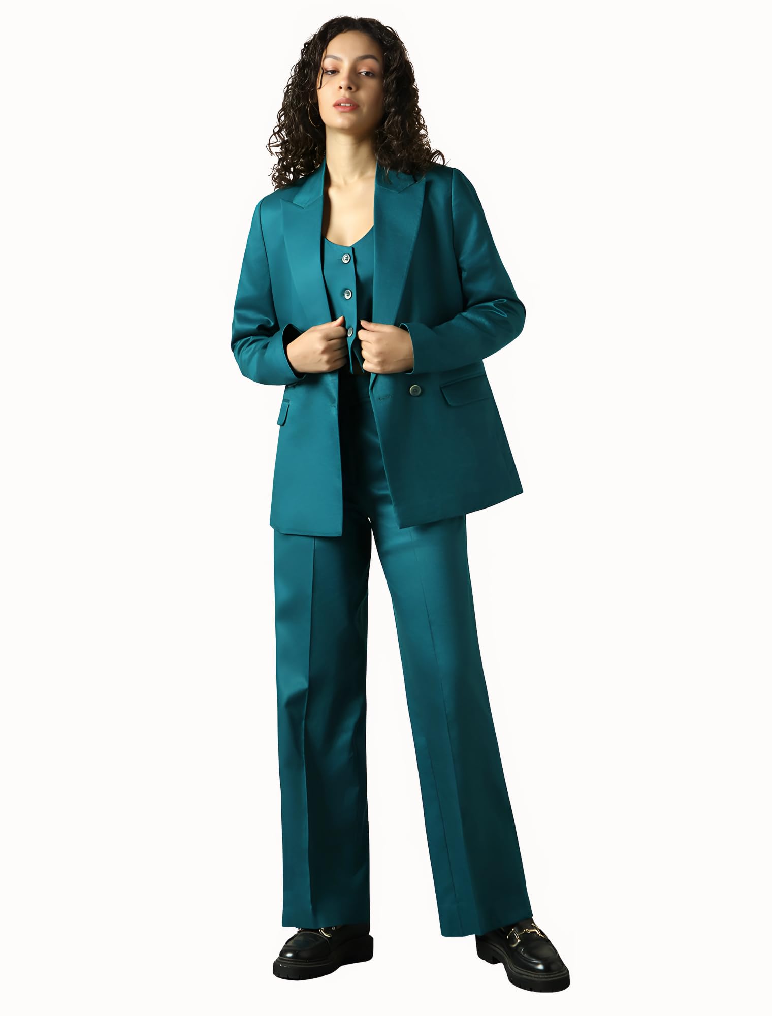 high star clothing High Star Women Solid Regular Length Oversized Notch Lapel Collar Full Sleeve Co-ords-picture-15