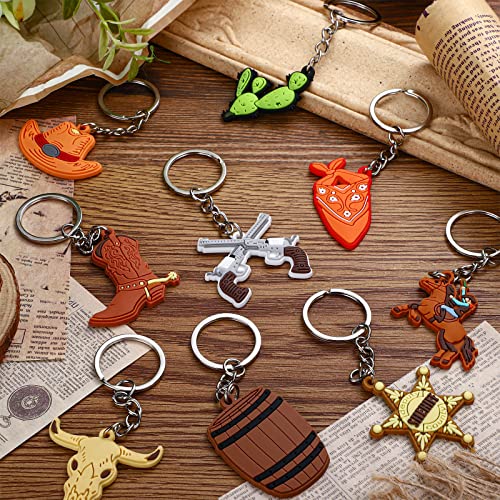 Panelee 36 Pcs Western Cowboy Keychain Bulk Silicone Horse Boot Cowboy Hat Western Themed Party Keychain for Christmas Holiday Birthday Gifts - Image 4