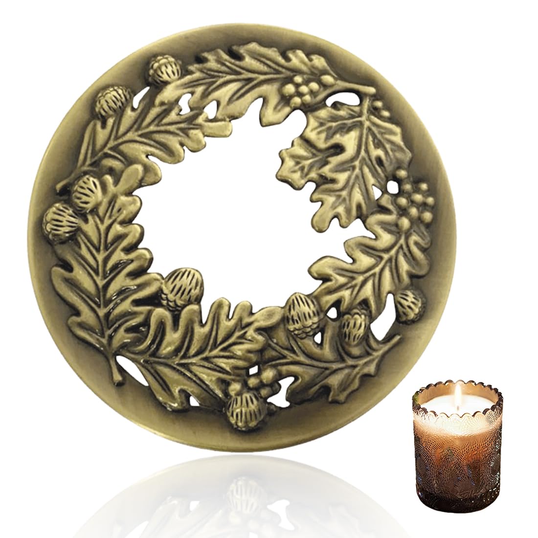 NHQ Coperchi per Portacandele in Metallo, Candle Paralume Accessori, Sciogliere la Candela in Modo Uniforme, Giara Coperchio Metallo