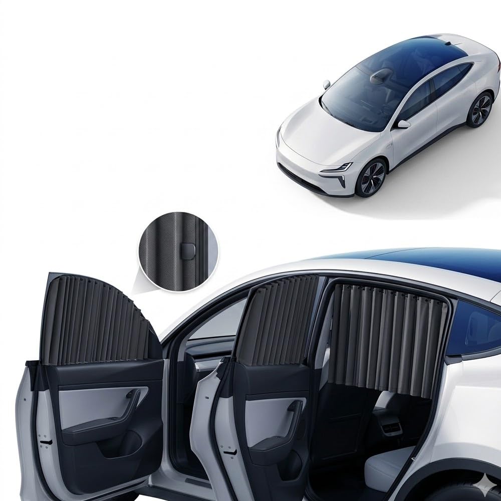 4er Set Auto Seitenfenster Vorhänge für Mercedes V-Klasse (Typ 447 ab BJ 2014), Einbau-Gleitschienen Verdunkelungsvorhänge, UV-Schutz Sonnenschutz aus Stoff