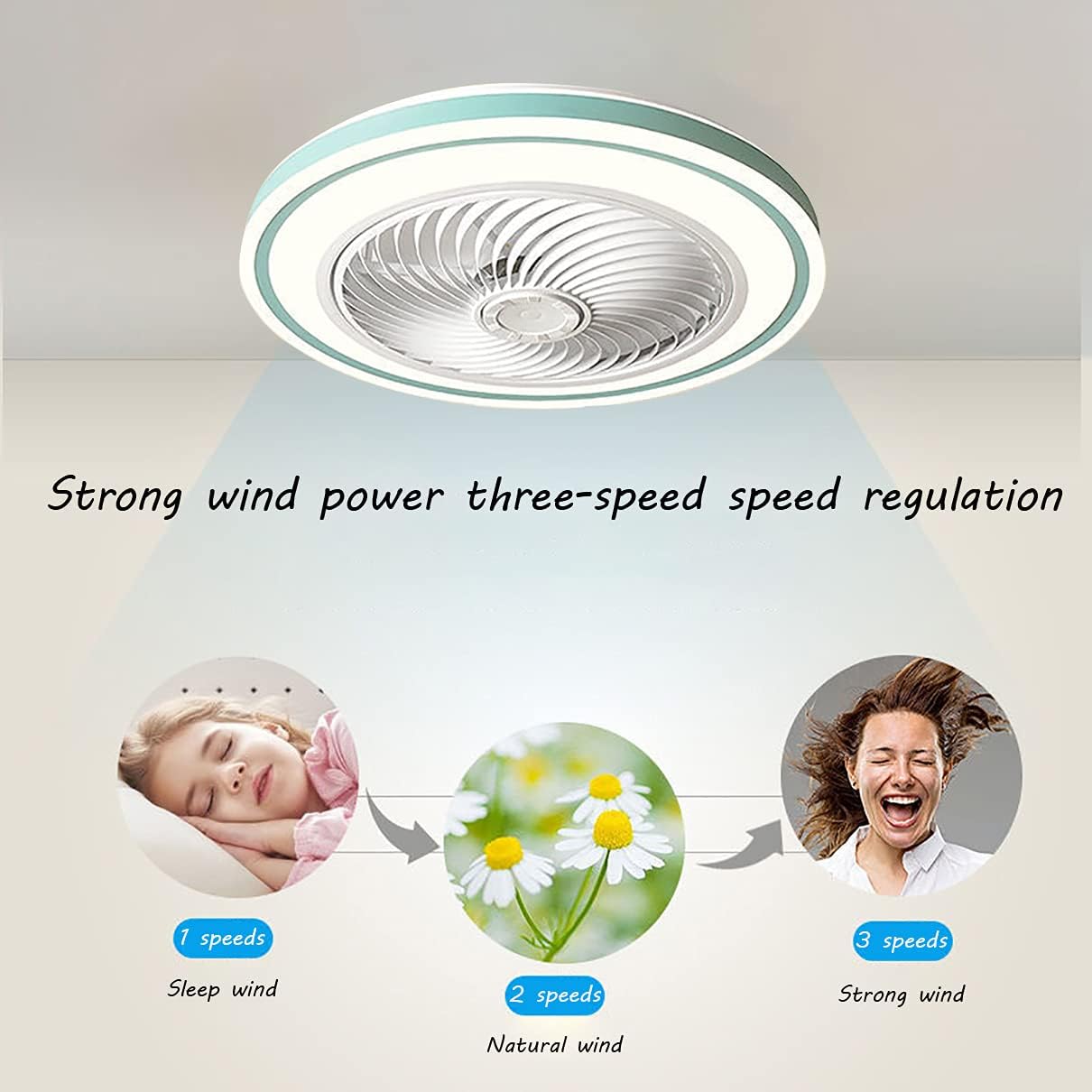 Silent Fan with Ceililight and Remote Control 3 Speeds Bedroom Led Fan Ceililight with Timer 36W Modern Liviroomt Ceilifan Light/D