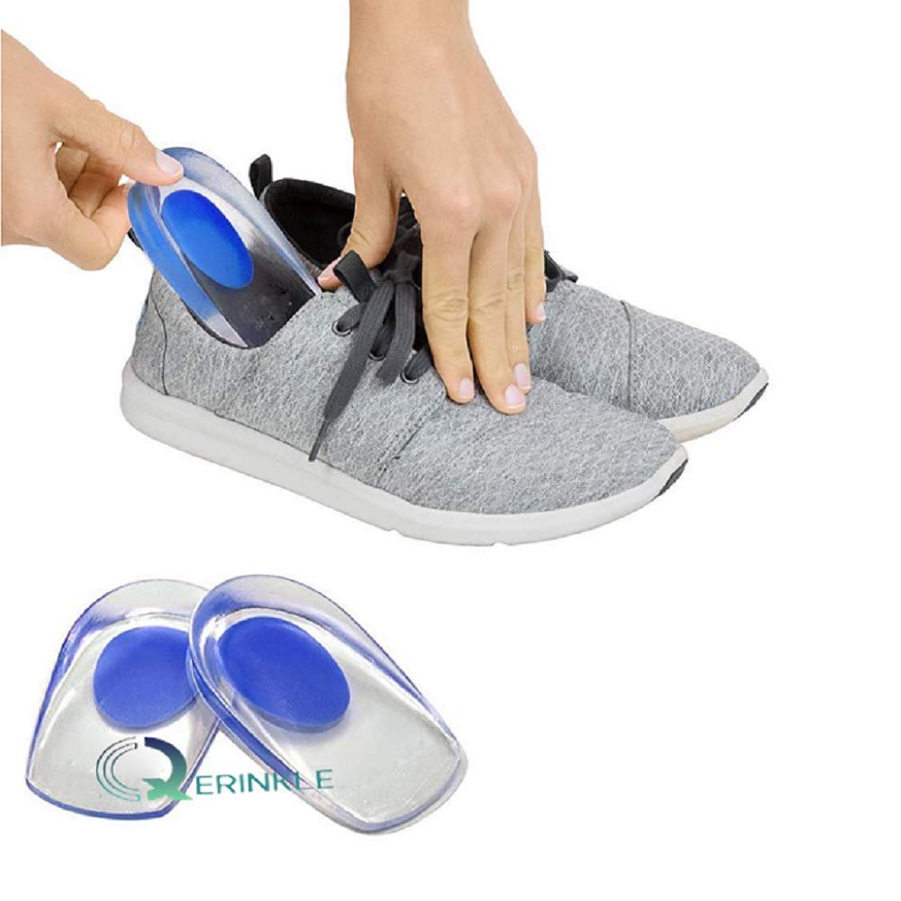 QERINKLE� Gel Heel cups Silicon Heel Pad for Heel Ankle Pain, Heel Spur Shoe Support Pad for Men and Women Shock Cushion Pad for Heels (BLUE1) (B09H6RWLDP) Amazon Price History, Amazon Price Tracker
