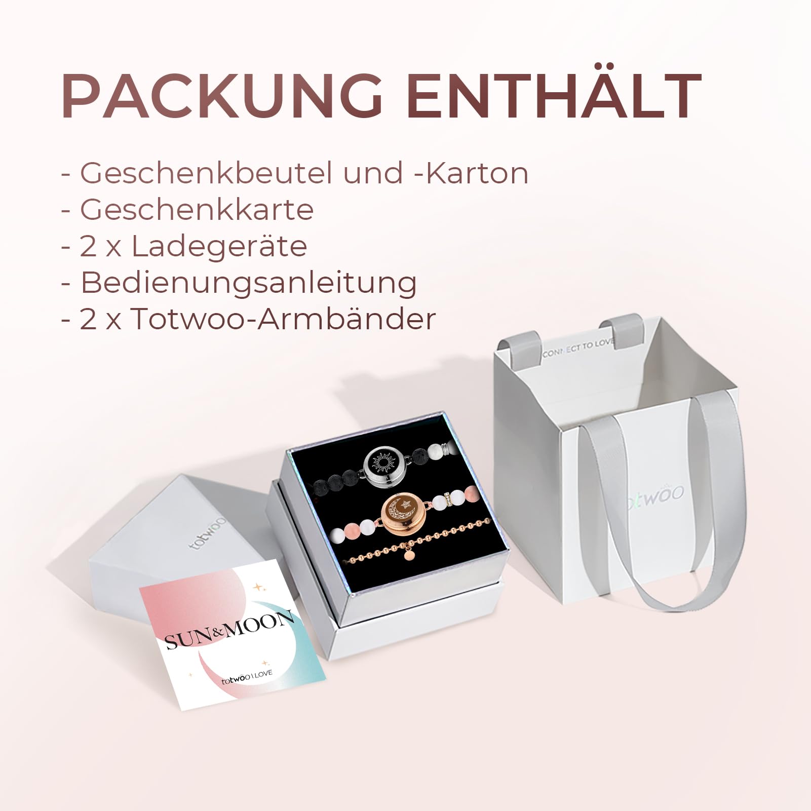 TOTWOO Fernbeziehungs-Touch-Armbänder für Paare – Intelligente Leuchten & Vibration für Liebespaare, Heilstein-Armbänder | Fernbeziehungsgeschenke für Freundinnen, Bluetooth-Paarung – Schmuck