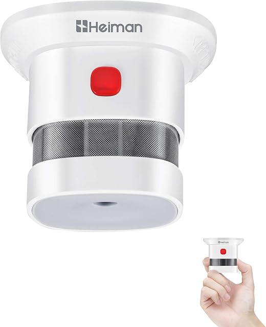 HEIMAN Mini Smoke Alarm, Small Smoke Detector with 10-Year Battery Life(Included), Reddot Award, EN14604, CE Certified Independent Smoke Detector Photoelectric Sensor (1 Pack)