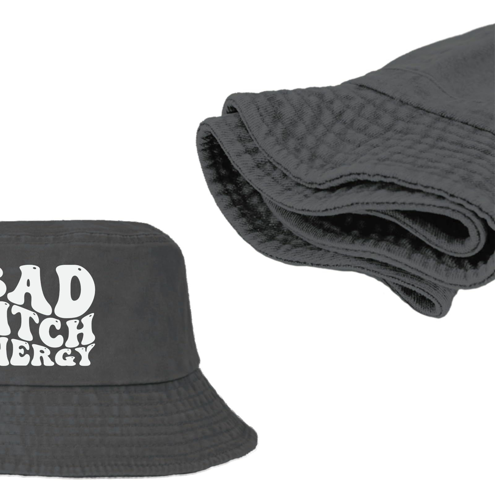 Generic Bad Bitch Energy Bucket Hats Bucket Hats Flodable Women Hats Dance Accessories for Golf Must Haves Wash Black