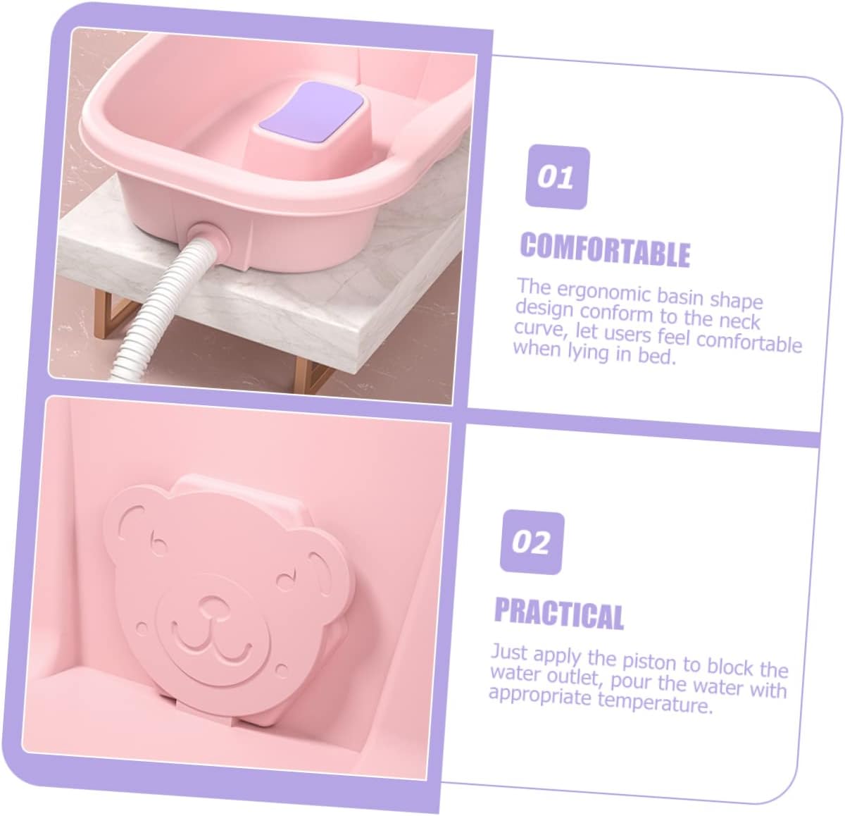Hair Washing Tray for Boys and Girls Portable Shampoo Basin Sink Bedside Tray