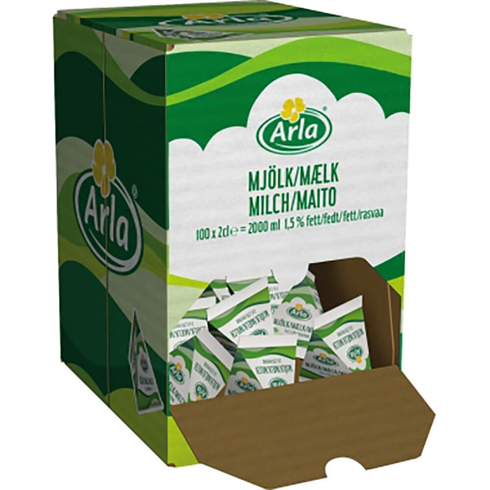 Unité lait Arla 1,5% matières grasses, présentoir en carton