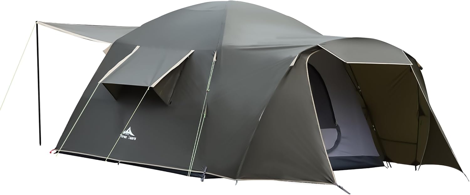 Three Bears Family Camping Tent - 6-Person Spacious Design, 3000mm Waterproof, Suitable for Road Trips/Backyards/Extended Camping Adventures in All Scenarios Dark Green